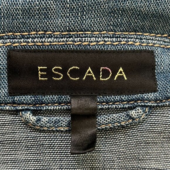 Vintage Escada Fitted Denim Zip Jacket Fine Stitch Detail Size Small - Picture 7 of 15